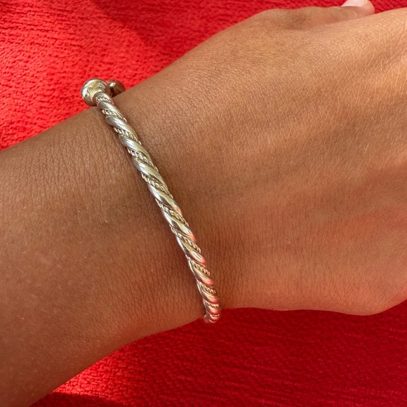 Handmade Sterling Silver Twisted Cable Bangle Bracelet - Picture 4 of 9